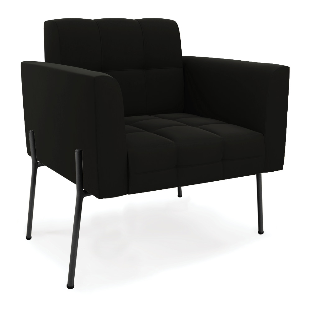 Poltrona Pé de Ferro Preto para Sala Elisa Suede Preto D03 - D'Rossi