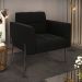 Poltrona Pé de Ferro Preto para Sala Elisa Suede Preto D03 - D'Rossi