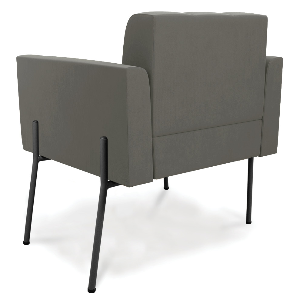Poltrona Pé de Ferro Preto para Sala Kit 2 Elisa Suede Grafite D03 - D'Rossi
