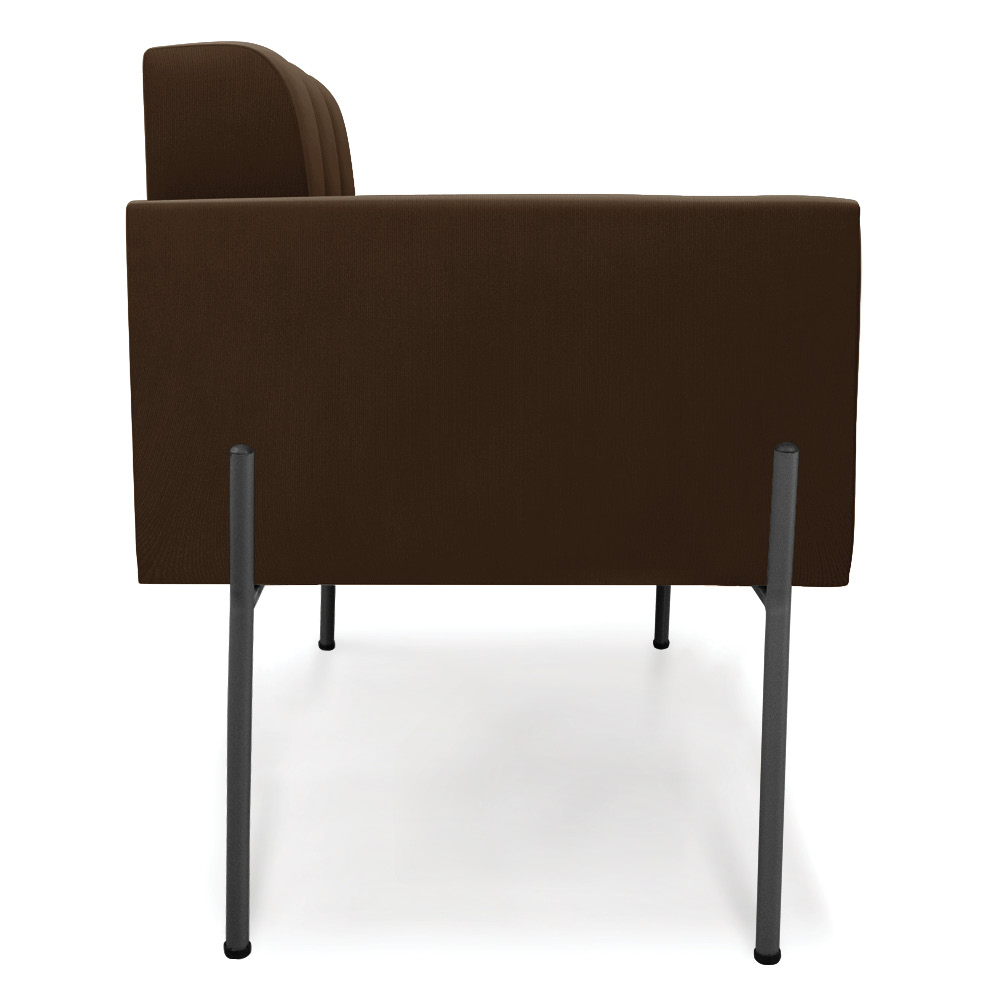 Poltrona Pé de Ferro Preto para Sala Kit 2 Elisa Suede Marrom D03 - D'Rossi