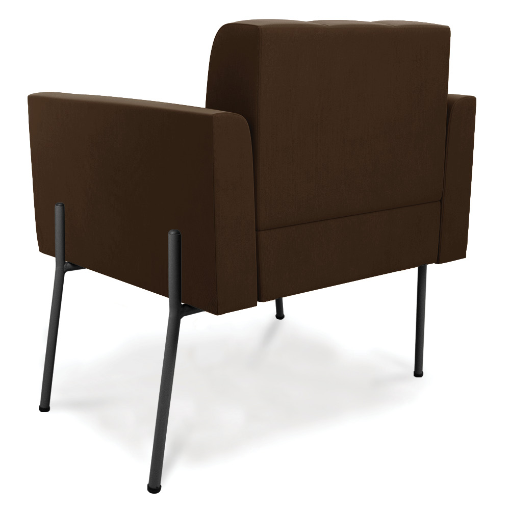 Poltrona Pé de Ferro Preto para Sala Kit 2 Elisa Suede Marrom D03 - D'Rossi