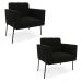 Poltrona Pé de Ferro Preto para Sala Kit 2 Elisa Suede Preto D03 - D'Rossi