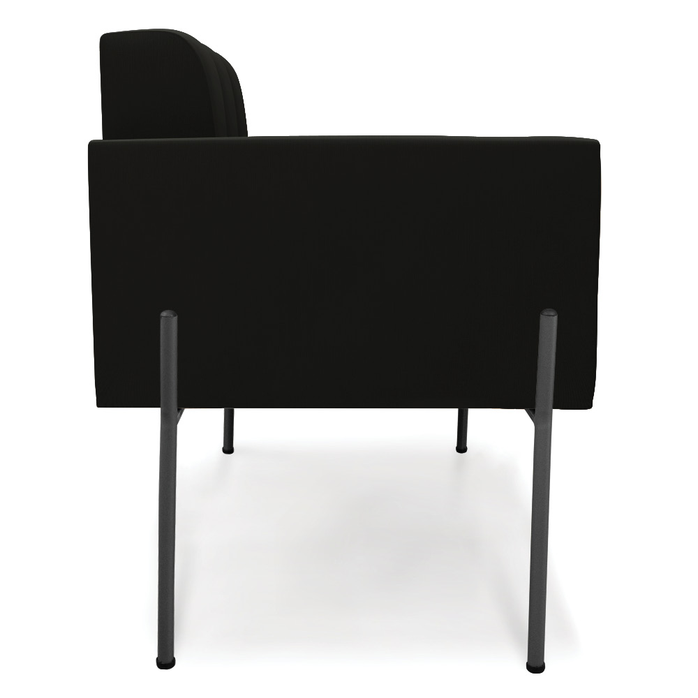Poltrona Pé de Ferro Preto para Sala Kit 2 Elisa Suede Preto D03 - D'Rossi