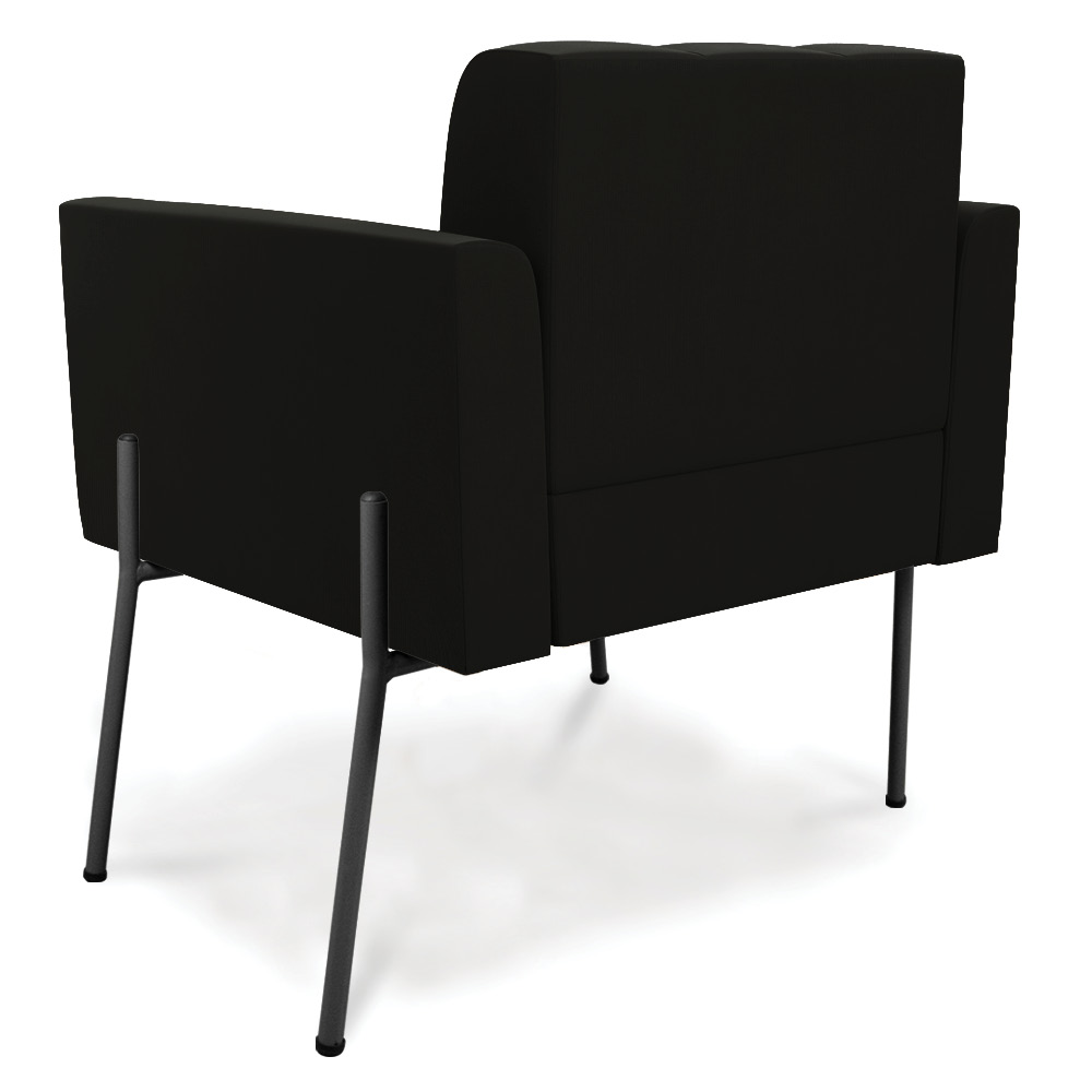 Poltrona Pé de Ferro Preto para Sala Kit 2 Elisa Suede Preto D03 - D'Rossi