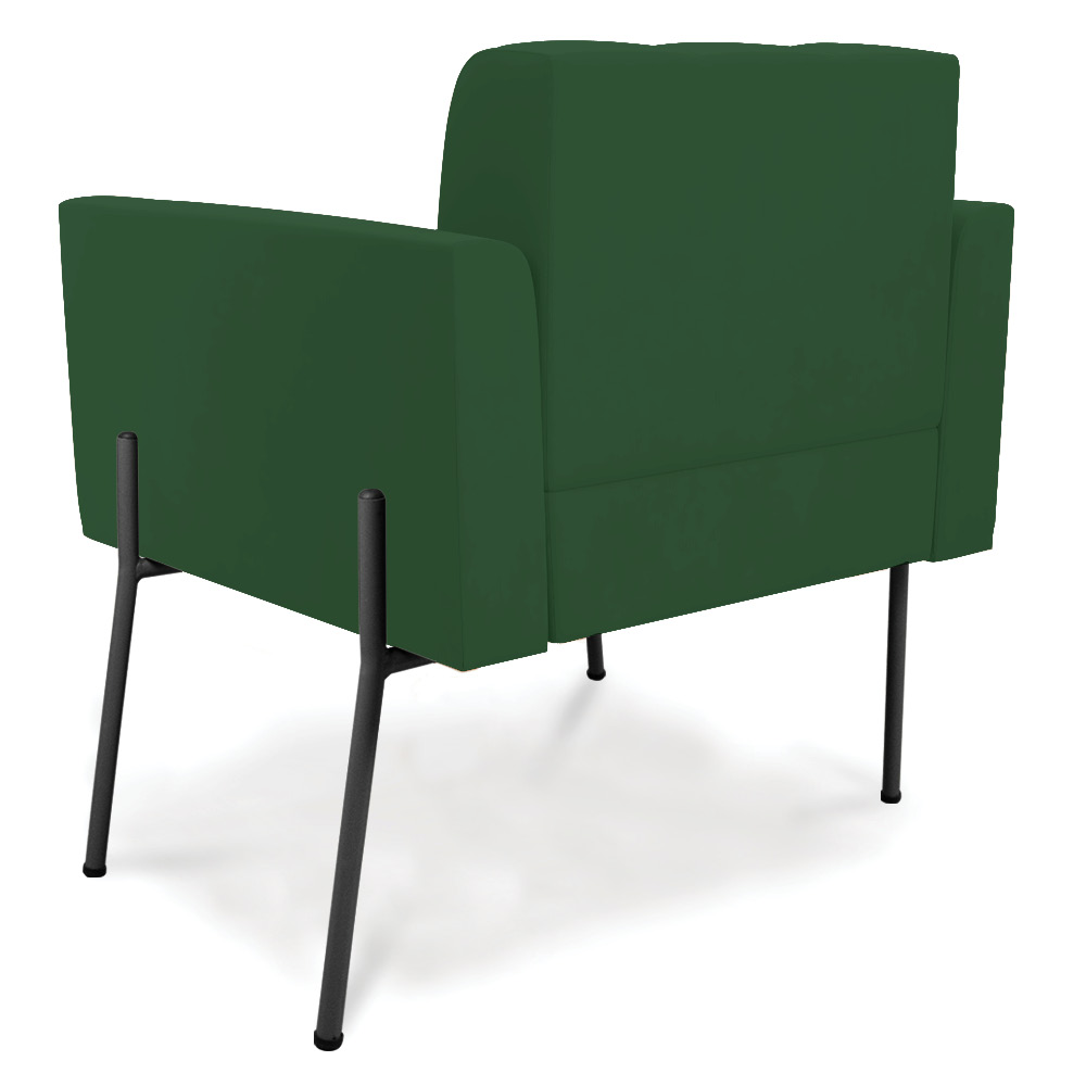 Poltrona Pé de Ferro Preto para Sala Kit 2 Elisa Veludo Verde D03 - D'Rossi