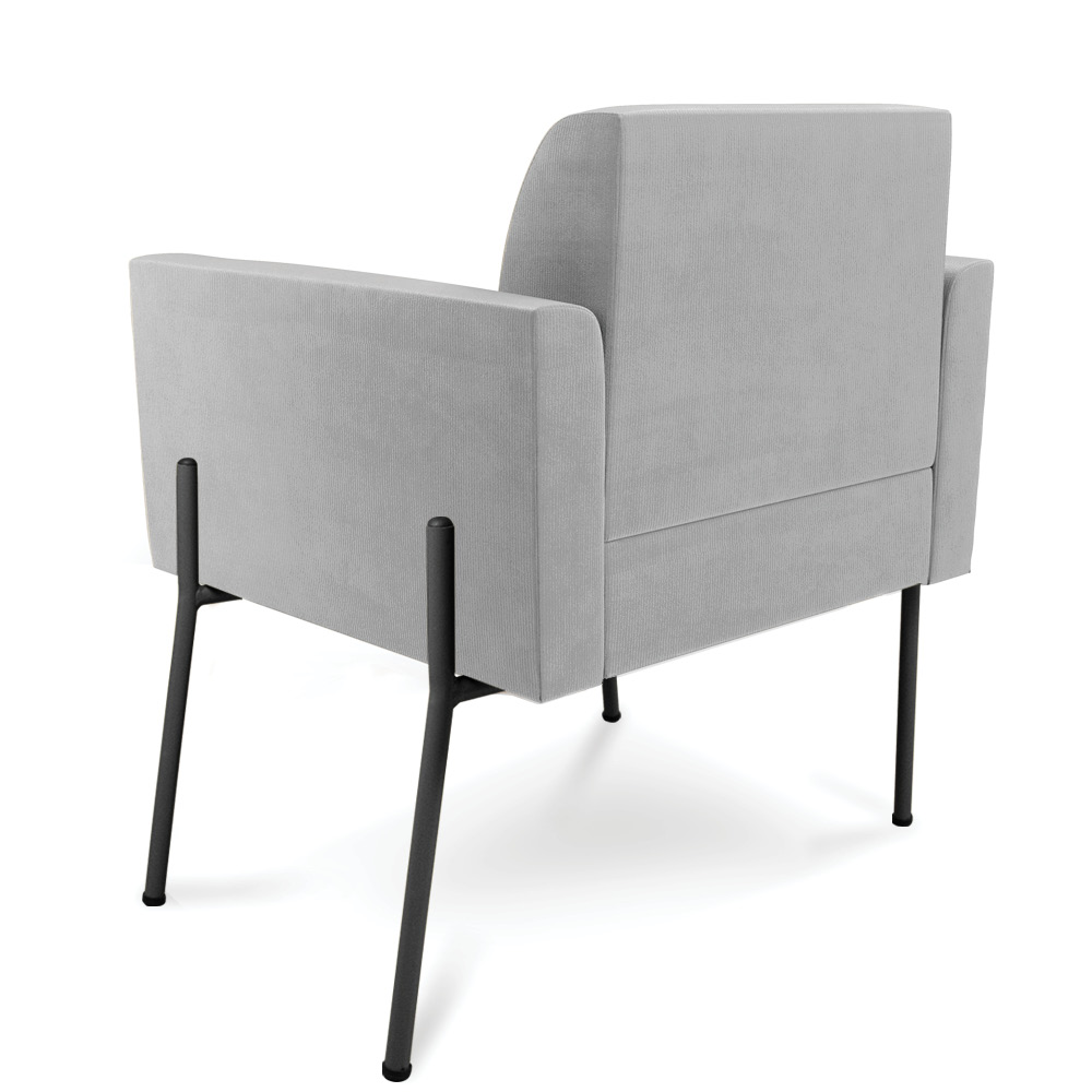 Poltrona Pé de Ferro Preto para Sala Kit 2 Marisa Suede Cinza D03 - D'Rossi