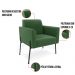 Poltrona Pé de Ferro Preto para Sala Kit 2 Marisa Suede Verde D03 - D'Rossi