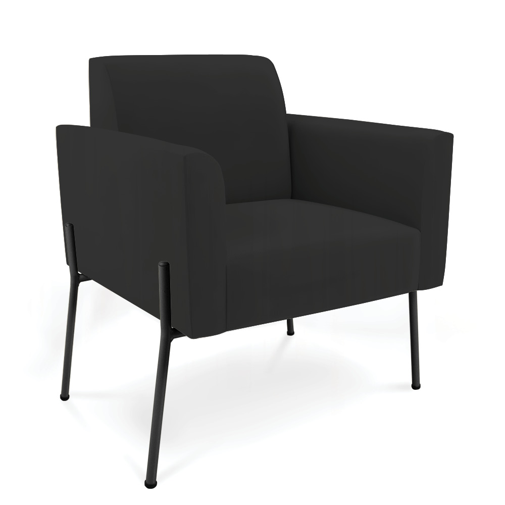 Poltrona Pé de Ferro Preto para Sala Kit 2 Marisa Veludo Preto D03 - D'Rossi