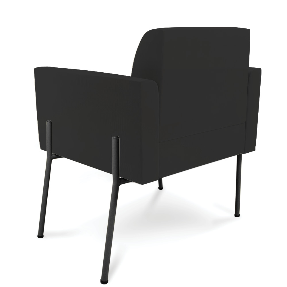 Poltrona Pé de Ferro Preto para Sala Kit 2 Marisa Veludo Preto D03 - D'Rossi