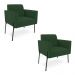 Poltrona Pé de Ferro Preto para Sala Kit 2 Marisa Veludo Verde D03 - D'Rossi
