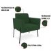 Poltrona Pé de Ferro Preto para Sala Kit 2 Marisa Veludo Verde D03 - D'Rossi