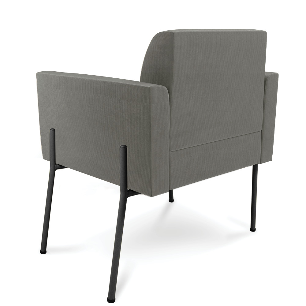 Poltrona Pé de Ferro Preto para Sala Marisa Suede Grafite D03 - D'Rossi