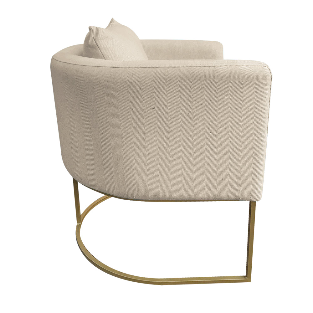 Poltrona Paola Linho  Base Metálica Dourado - D'Rossi