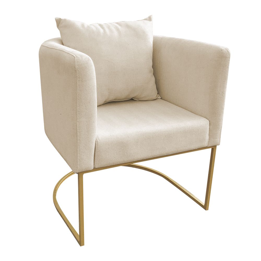 Poltrona Paola Linho Bege A27 Base Metálica Dourado - D'Rossi