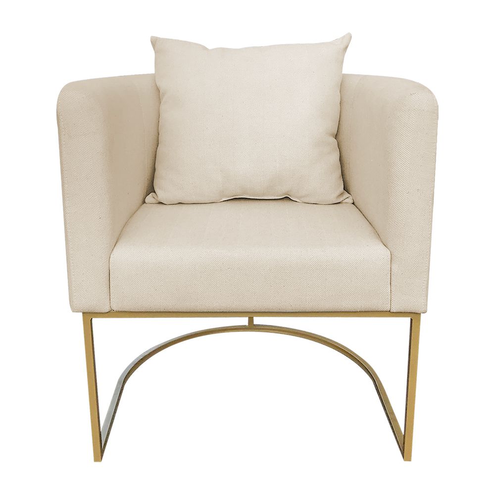 Poltrona Paola Linho Bege A27 Base Metálica Dourado - D'Rossi