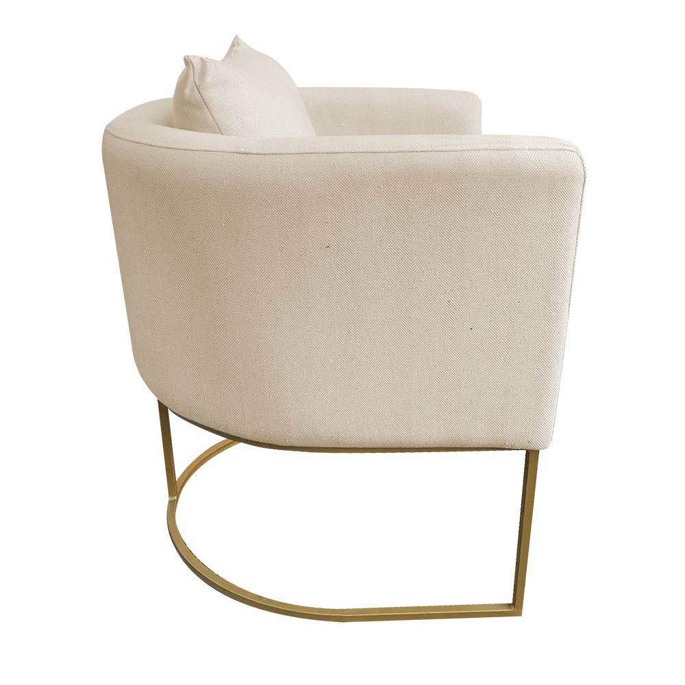 Poltrona Paola Linho Bege A27 Base Metálica Dourado - D'Rossi
