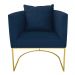 Poltrona Paola Suede Azul Marinho Base Metálica Dourado - D'Rossi