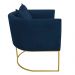 Poltrona Paola Suede Azul Marinho Base Metálica Dourado - D'Rossi