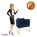 Poltrona Paola Suede Azul Marinho Base Metálica Dourado - D'Rossi