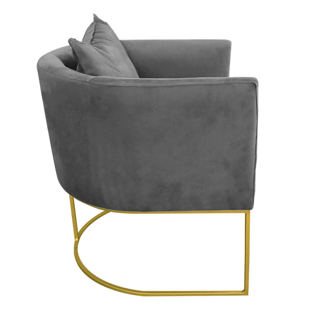 Poltrona Paola Suede Grafite Base Metálica Dourado - D'Rossi