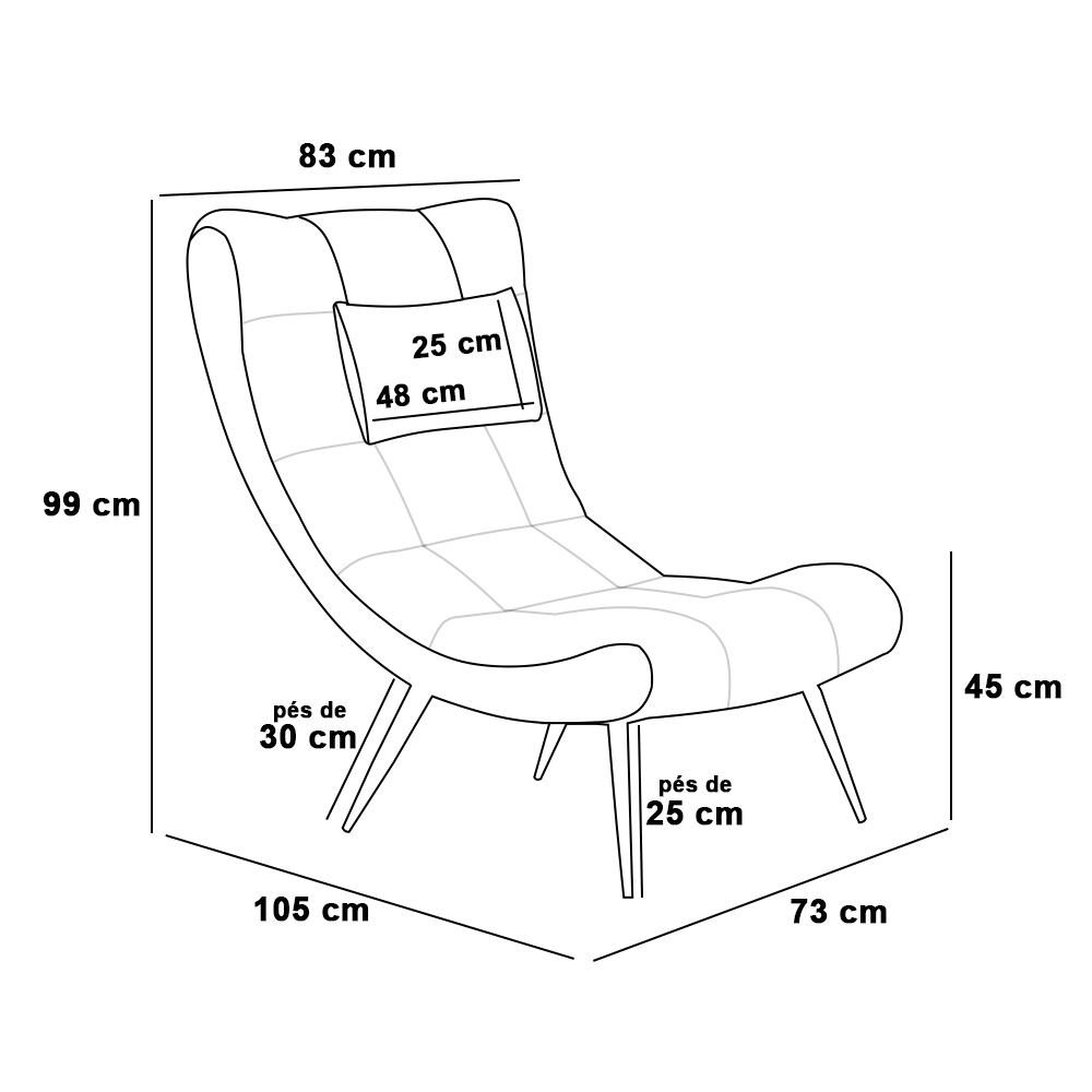 Poltrona Sher Facto Dourado Pés Palito de Ferro - D'Rossi