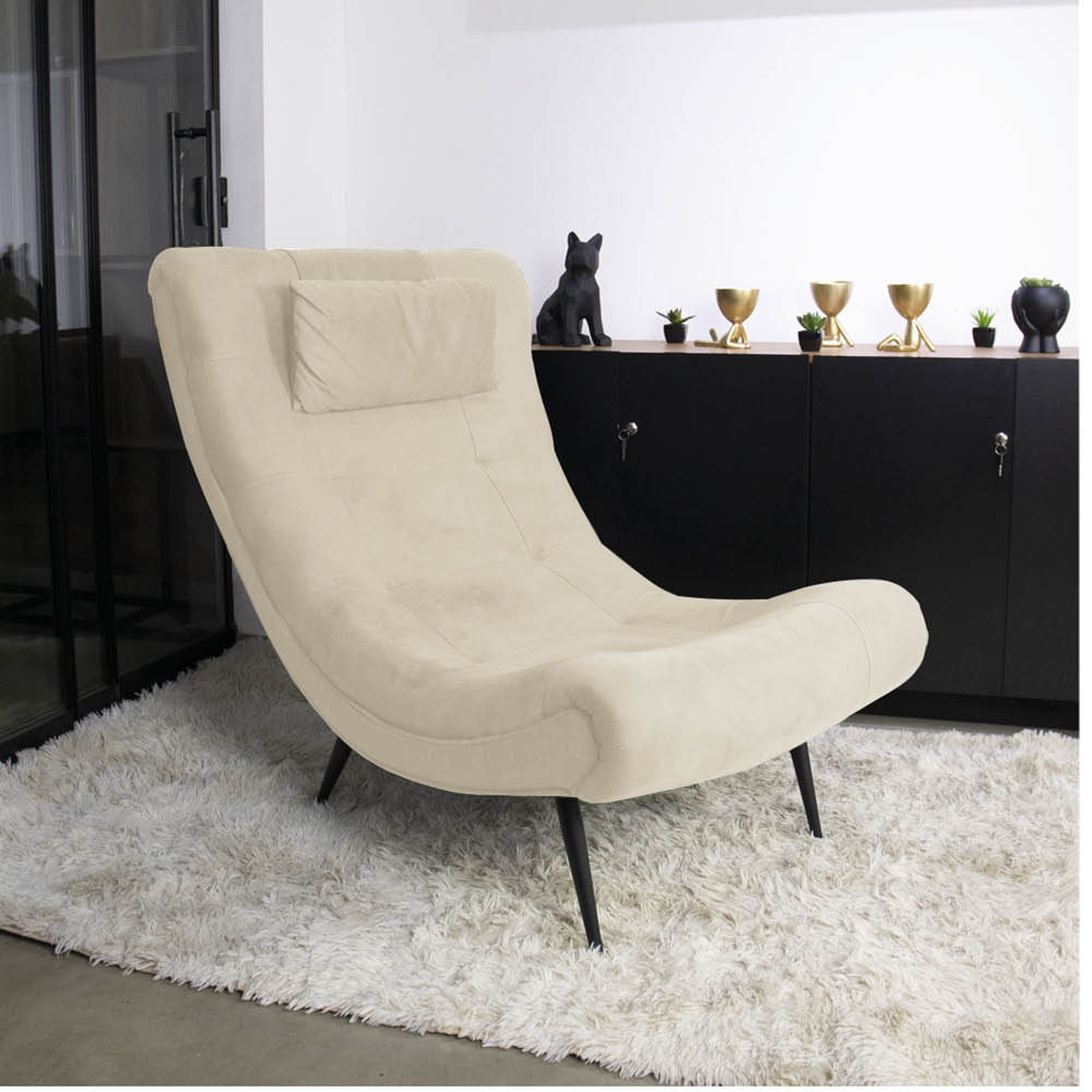Poltrona Sher Suede Pés Palito de Ferro - D'Rossi