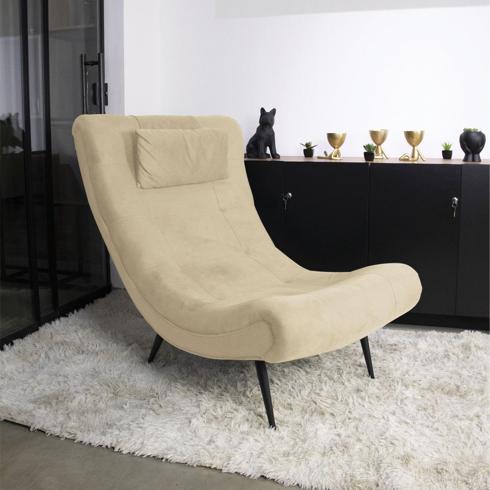 Poltrona Sher Suede Pés Palito de Ferro - D'Rossi