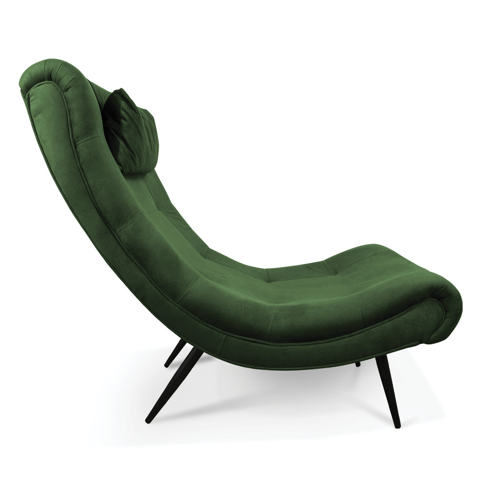 Poltrona Sher Suede Verde Pés Palito de Ferro - D'Rossi