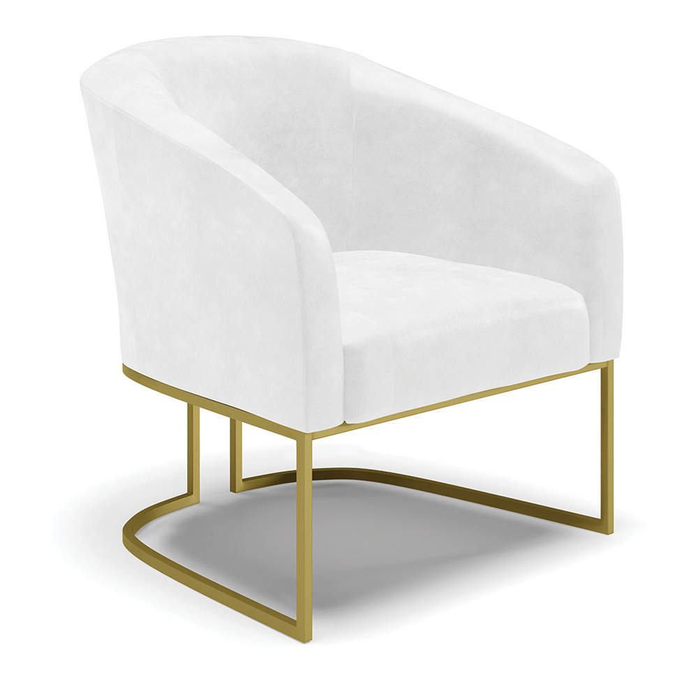 Poltrona Stella Corano Branco Base Metálica Industrial Dourado - D'Rossi