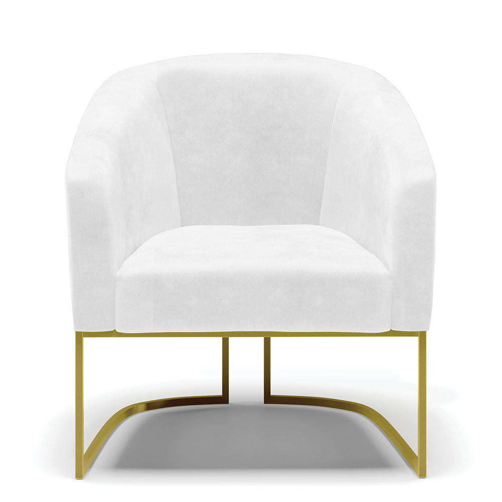 Poltrona Stella Corano Branco Base Metálica Industrial Dourado - D'Rossi