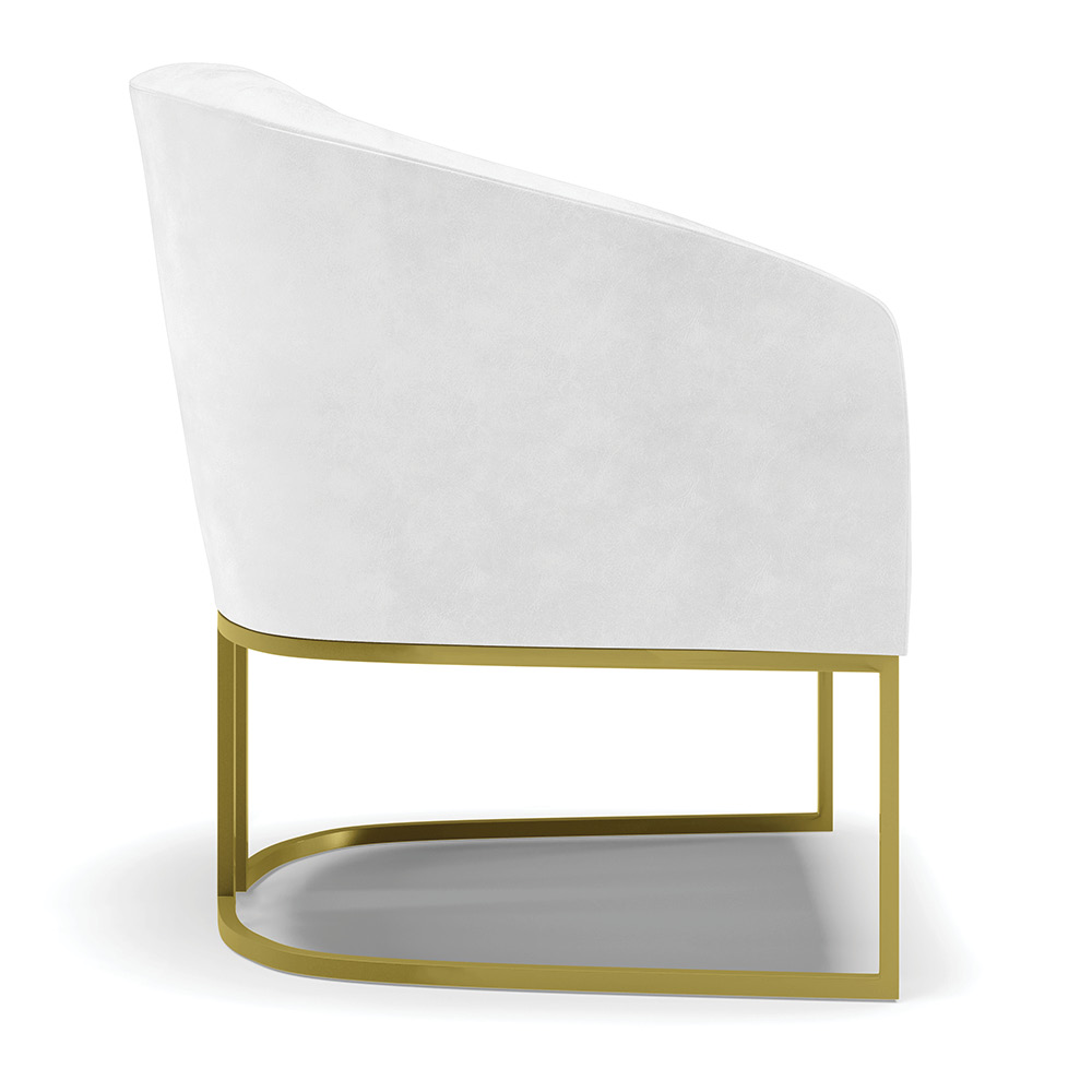 Poltrona Stella Corano Branco Base Metálica Industrial Dourado - D'Rossi