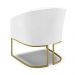 Poltrona Stella Corano Branco Base Metálica Industrial Dourado - D'Rossi