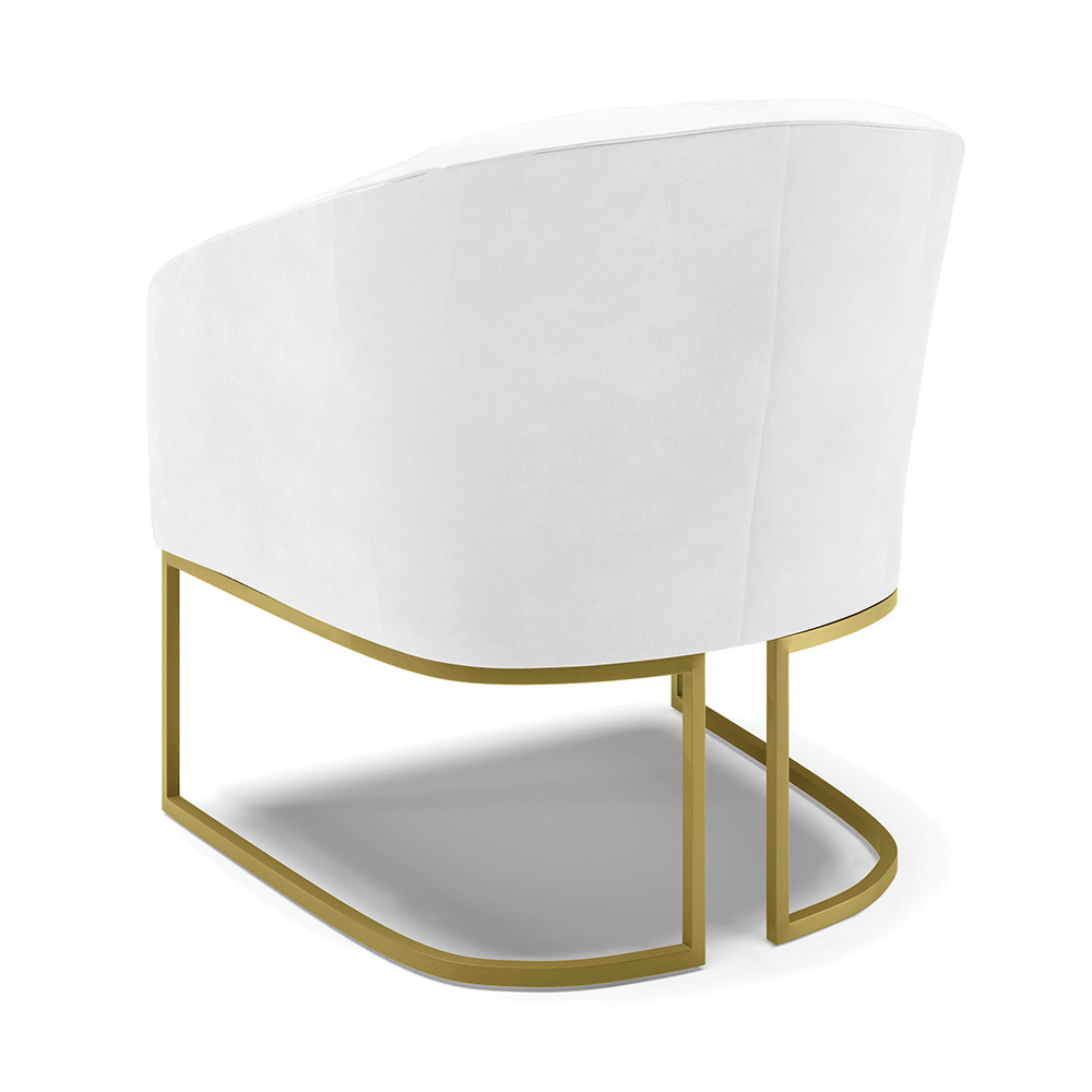 Poltrona Stella Corano Branco Base Metálica Industrial Dourado - D'Rossi