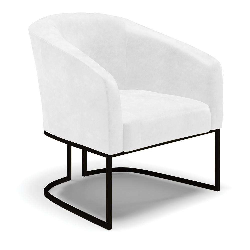 Poltrona Stella Corano Branco Base Metálica Industrial Preto - D'Rossi