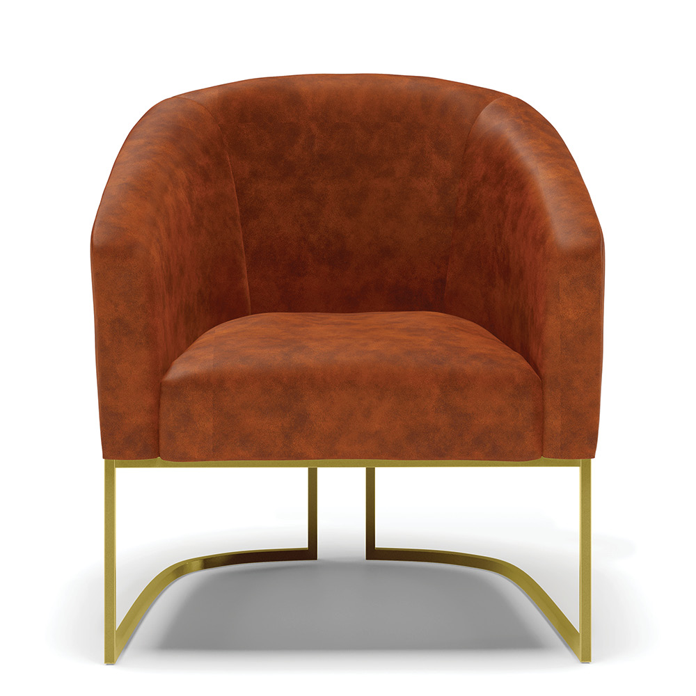 Poltrona Stella Corano Nozes Base Metálica Industrial Dourado - D'Rossi