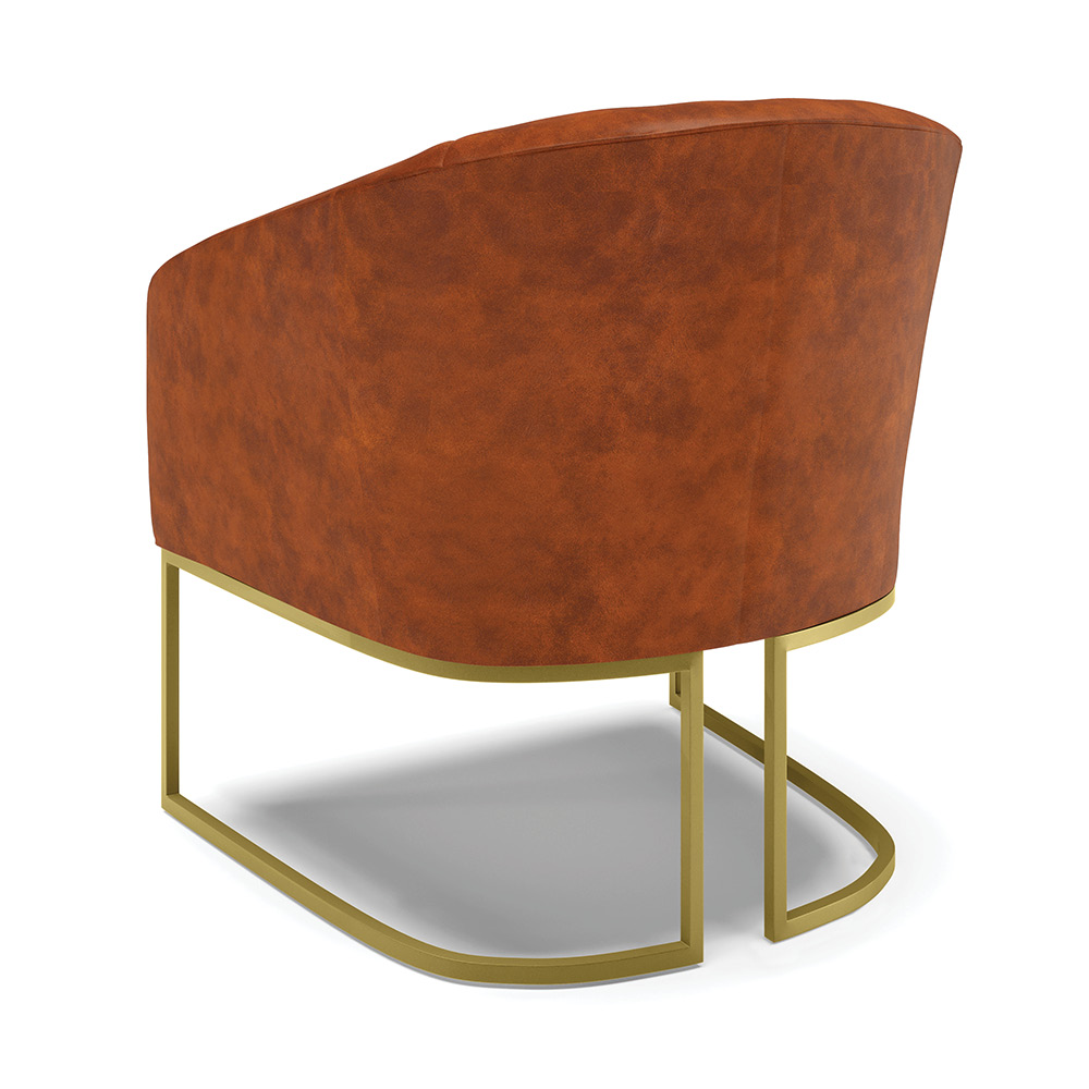 Poltrona Stella Corano Nozes Base Metálica Industrial Dourado - D'Rossi
