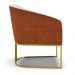 Poltrona Stella Corano Nozes com Linho Cinza A05 Base Metálica Industrial Dourado - D'Rossi
