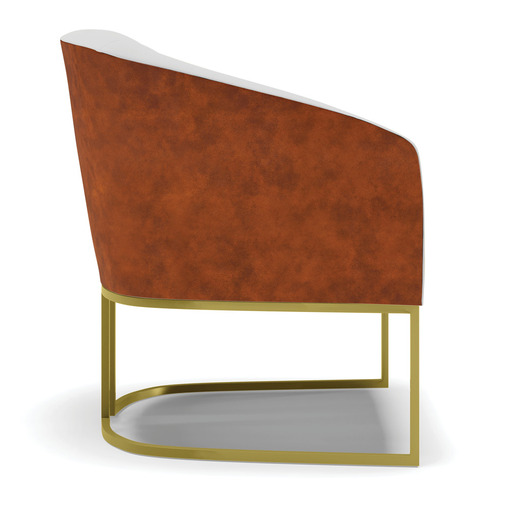 Poltrona Stella Corano Nozes com Linho Cinza A05 Base Metálica Industrial Dourado - D'Rossi
