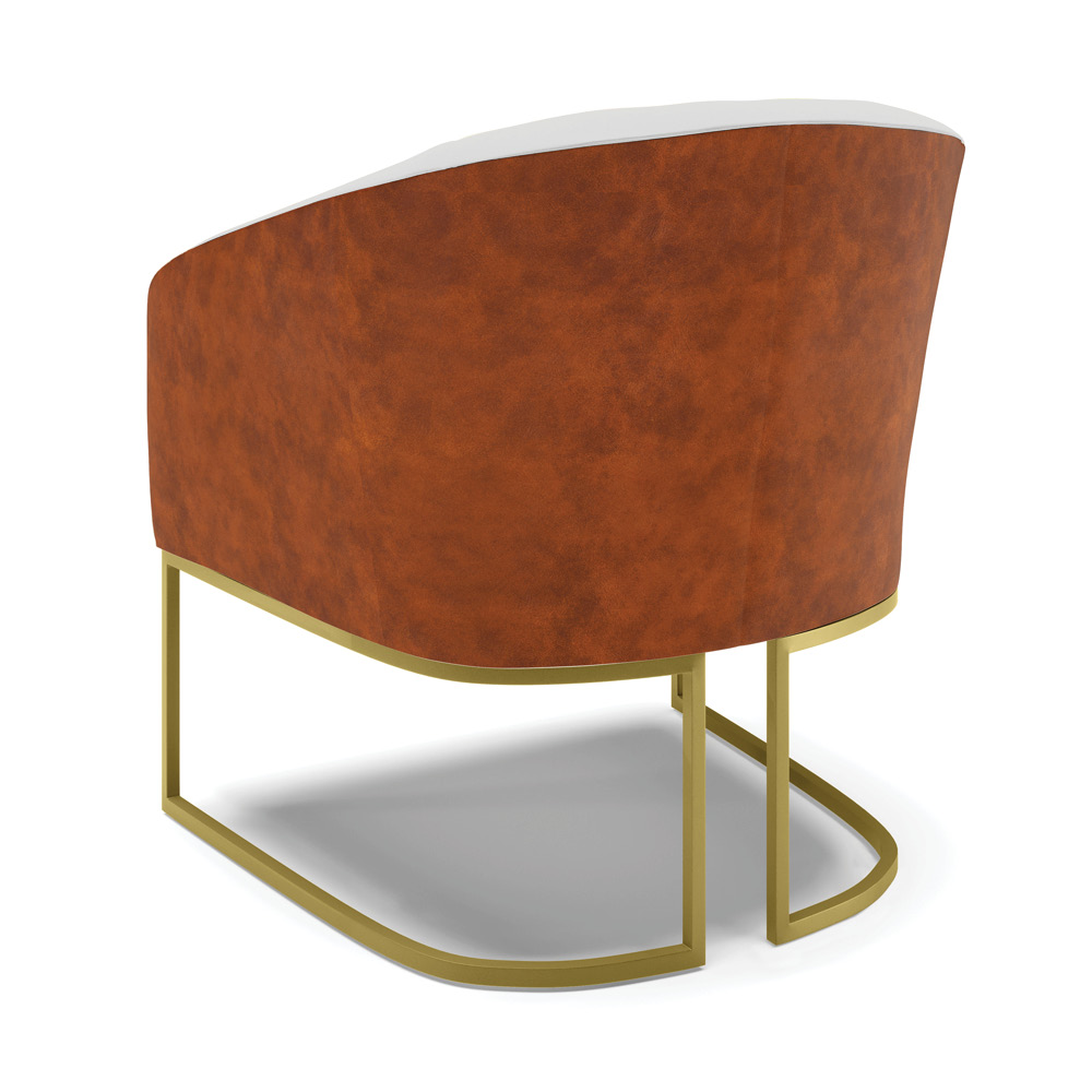 Poltrona Stella Corano Nozes com Linho Cinza A05 Base Metálica Industrial Dourado - D'Rossi