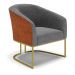 Poltrona Stella Corano Nozes com Linho Grafite A26 Base Metálica Industrial Dourado - D'Rossi
