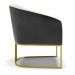 Poltrona Stella Corano Preto com Linho Bege A19 Base Metálica Industrial Dourado - D'Rossi