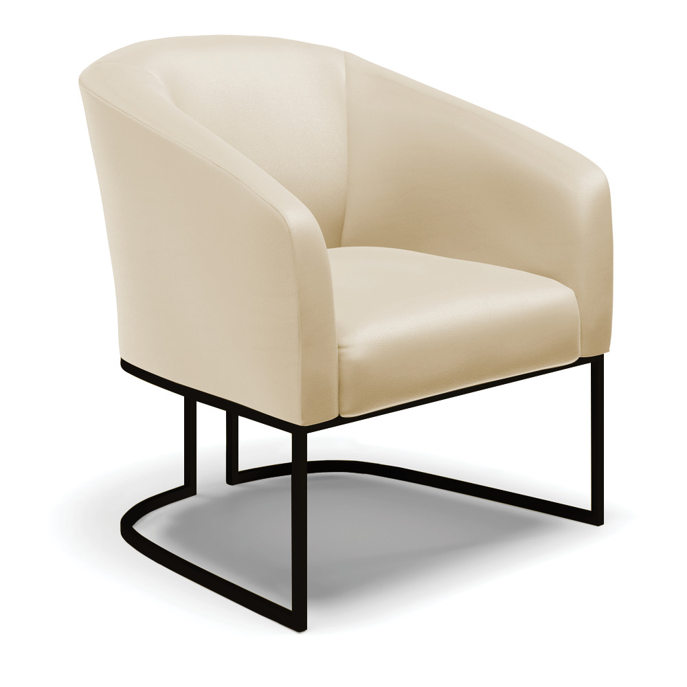 Poltrona Stella Corino Base Metálica Industrial Preto - D'Rossi
