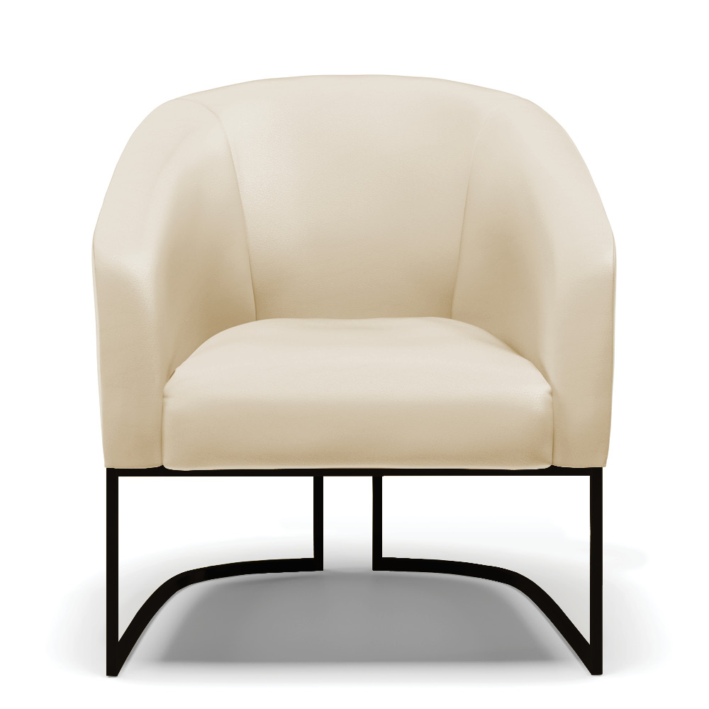 Poltrona Stella Corino Base Metálica Industrial Preto - D'Rossi
