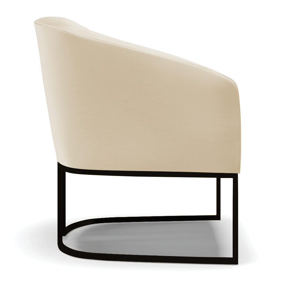 Poltrona Stella Corino Base Metálica Industrial Preto - D'Rossi