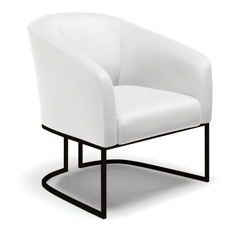 Poltrona Stella Corino Branco Base Metálica Industrial Preto - D'Rossi