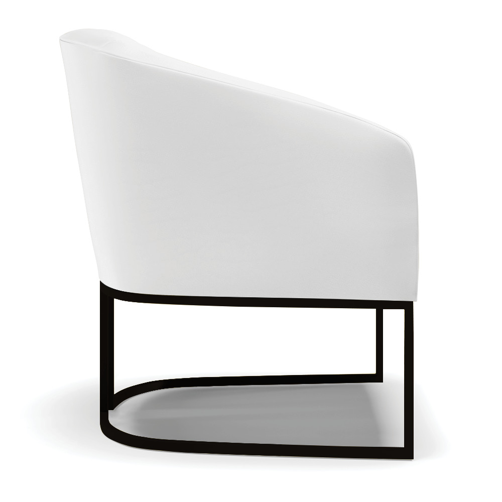 Poltrona Stella Corino Branco Base Metálica Industrial Preto - D'Rossi