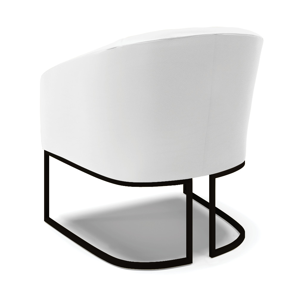 Poltrona Stella Corino Branco Base Metálica Industrial Preto - D'Rossi