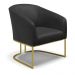 Poltrona Stella Corino Preto Base Metálica Industrial Dourado - D'Rossi