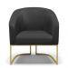 Poltrona Stella Corino Preto Base Metálica Industrial Dourado - D'Rossi