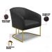 Poltrona Stella Corino Preto Base Metálica Industrial Dourado - D'Rossi